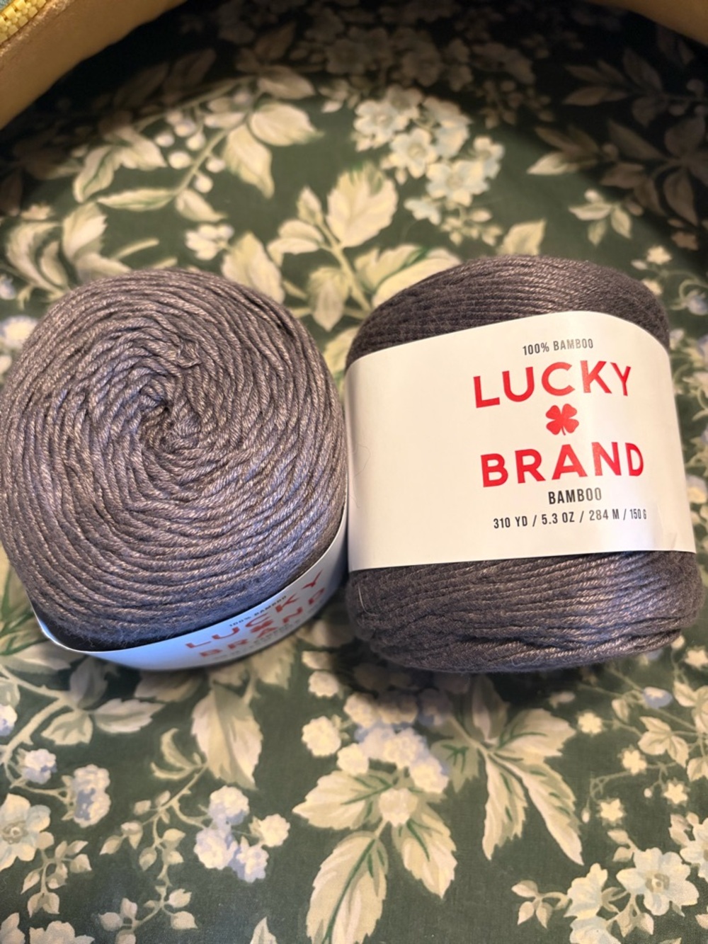 Lucky Brand Bamboo Yarn in steel grey slight luster two cakes new